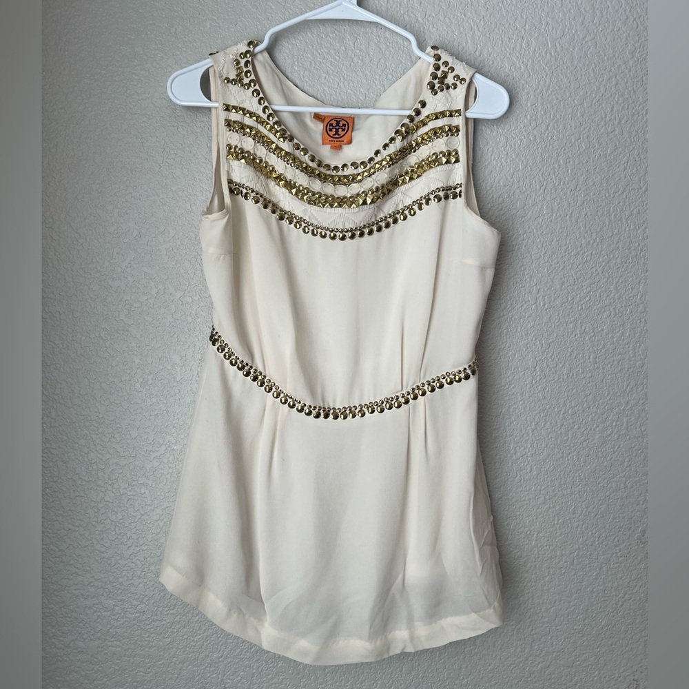 Tory Burch Sleeveless Gold Stud Top, 6